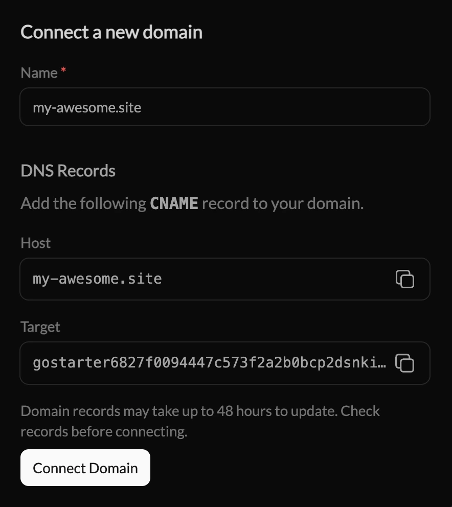 Add domain dialog